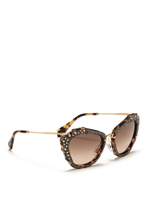 miu miu tortoise shell noir cat eye sunglasses